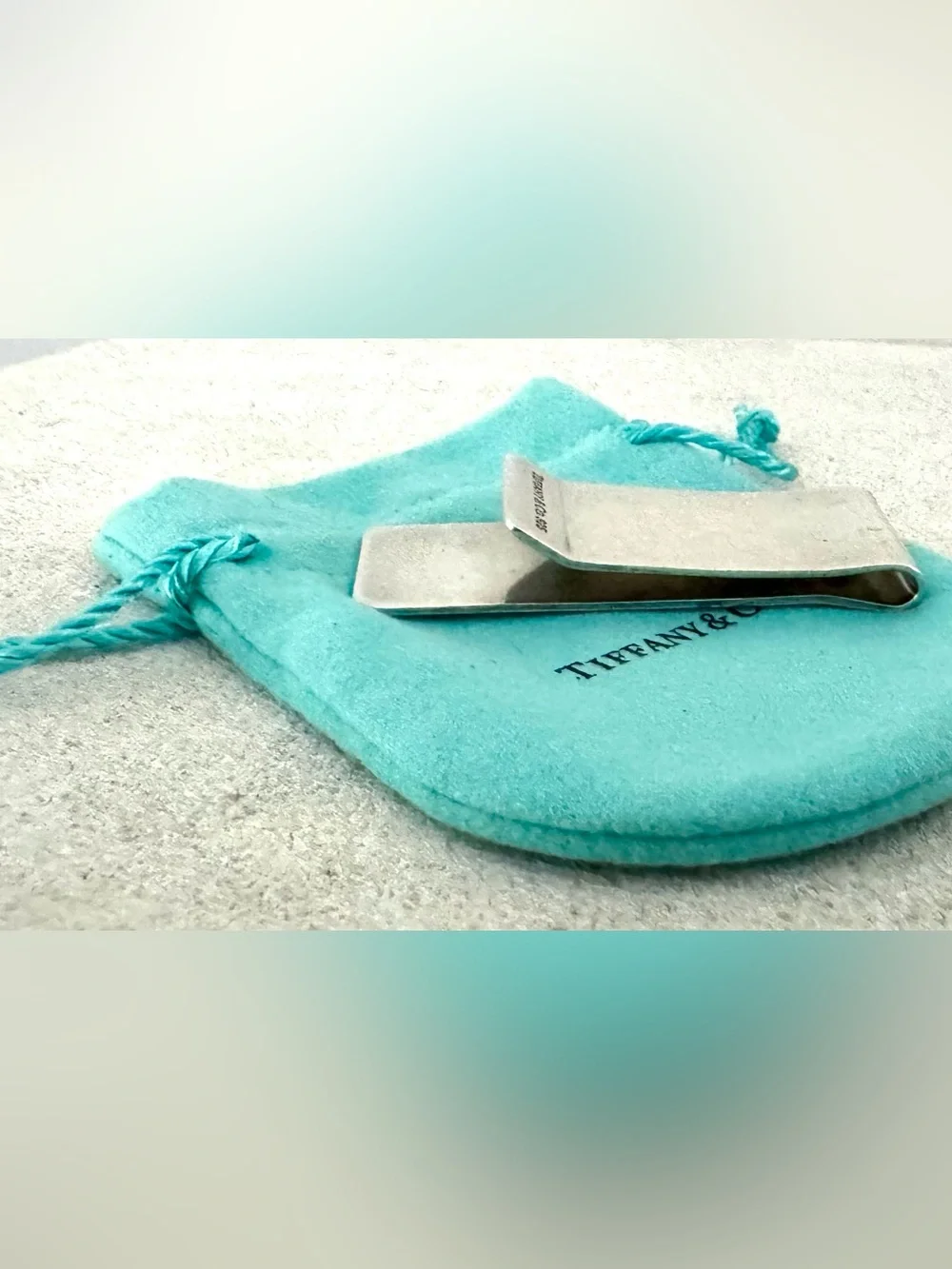 TIFFANY & CO. 1837 Sterling Silver Money Clip 925 Vintage w/Pouch